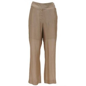 Brunello Cucinelli Womens Wide Zipped Pants US 8 IT 44 Brown Silk Flowy Trousers